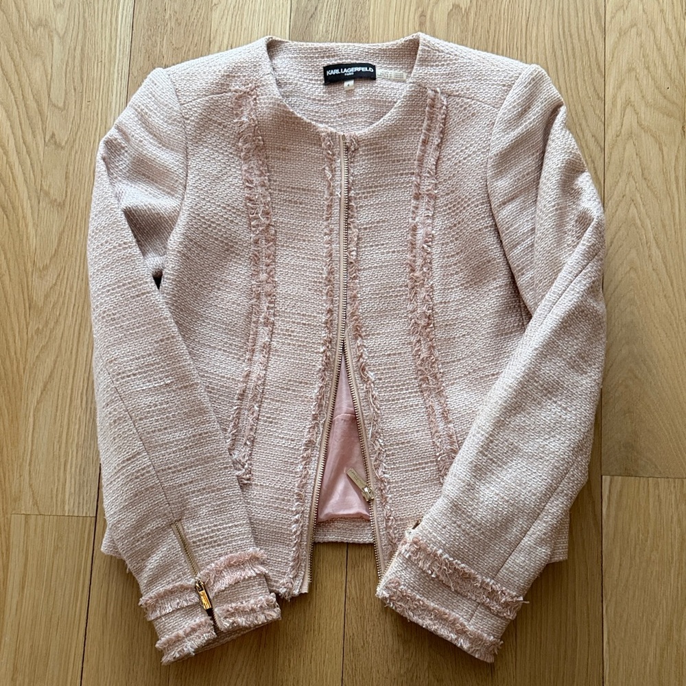 Karl Lagerfeld Blush Pink Women's Textured Blazer